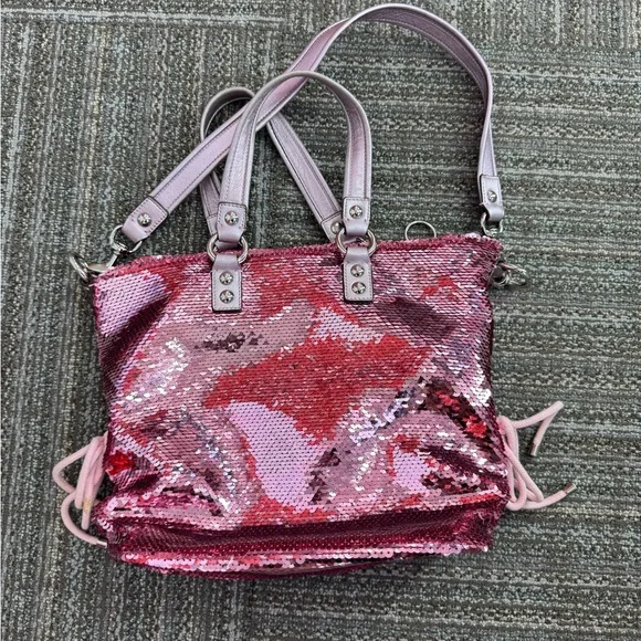 COACH POPPY RARE Limited Edition Sequin pink bag - Picture 2 of 8